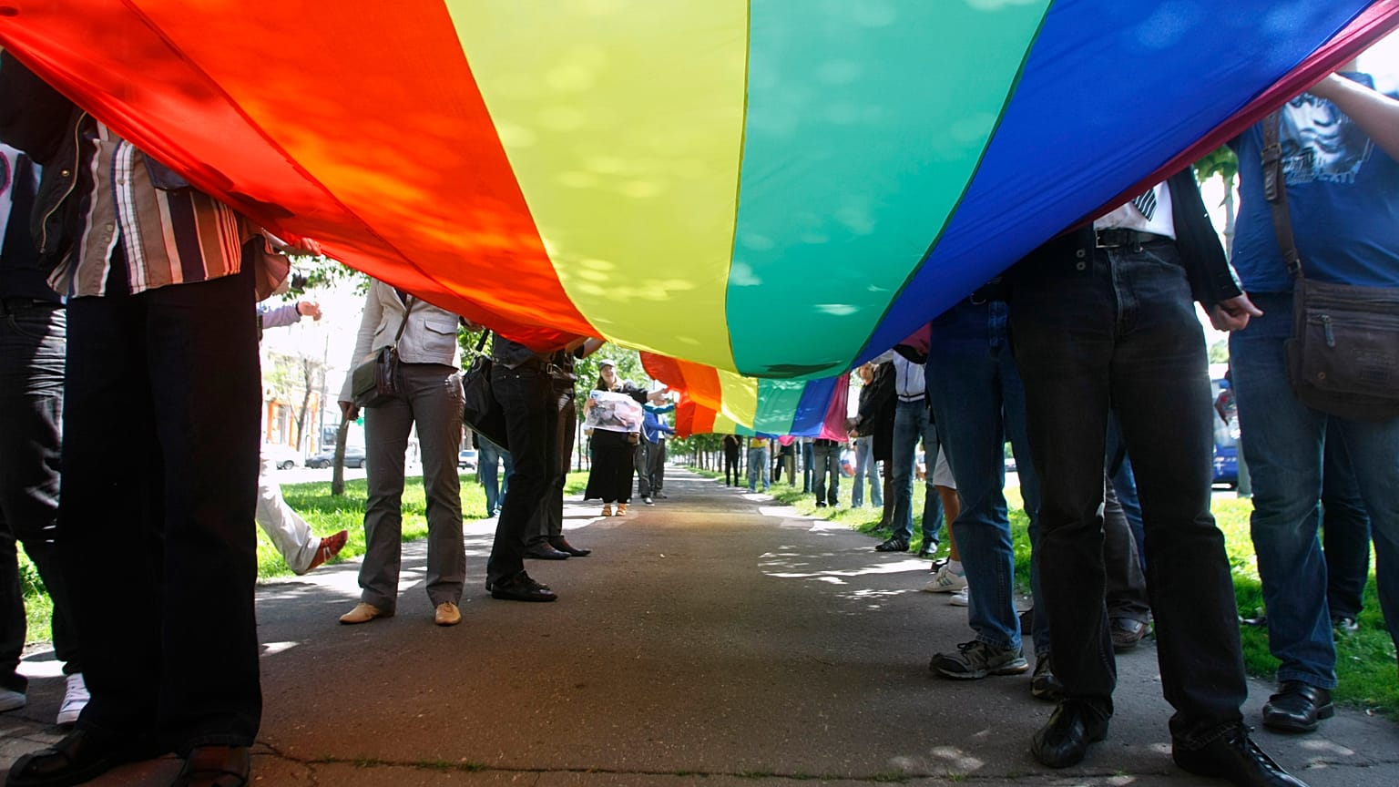 Gay pride marches have been banned in Russia under a 2013 law.
