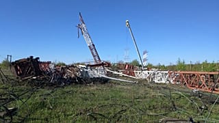 Поврежденное взрывом здание МГБ в Тирасполе