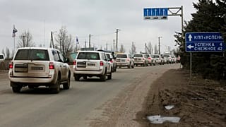 Ein OSZE-Konvoi in der Oblast Donezk am 1. März 2022