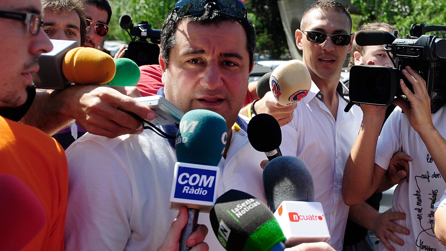 Mino Raiola arrives at the Camp Nou stadium in Barcelona, Spain, on Aug. 26, 2010.