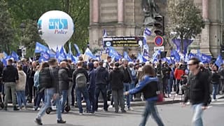 Manifestación de los sindicatos policiales en París (Francia).