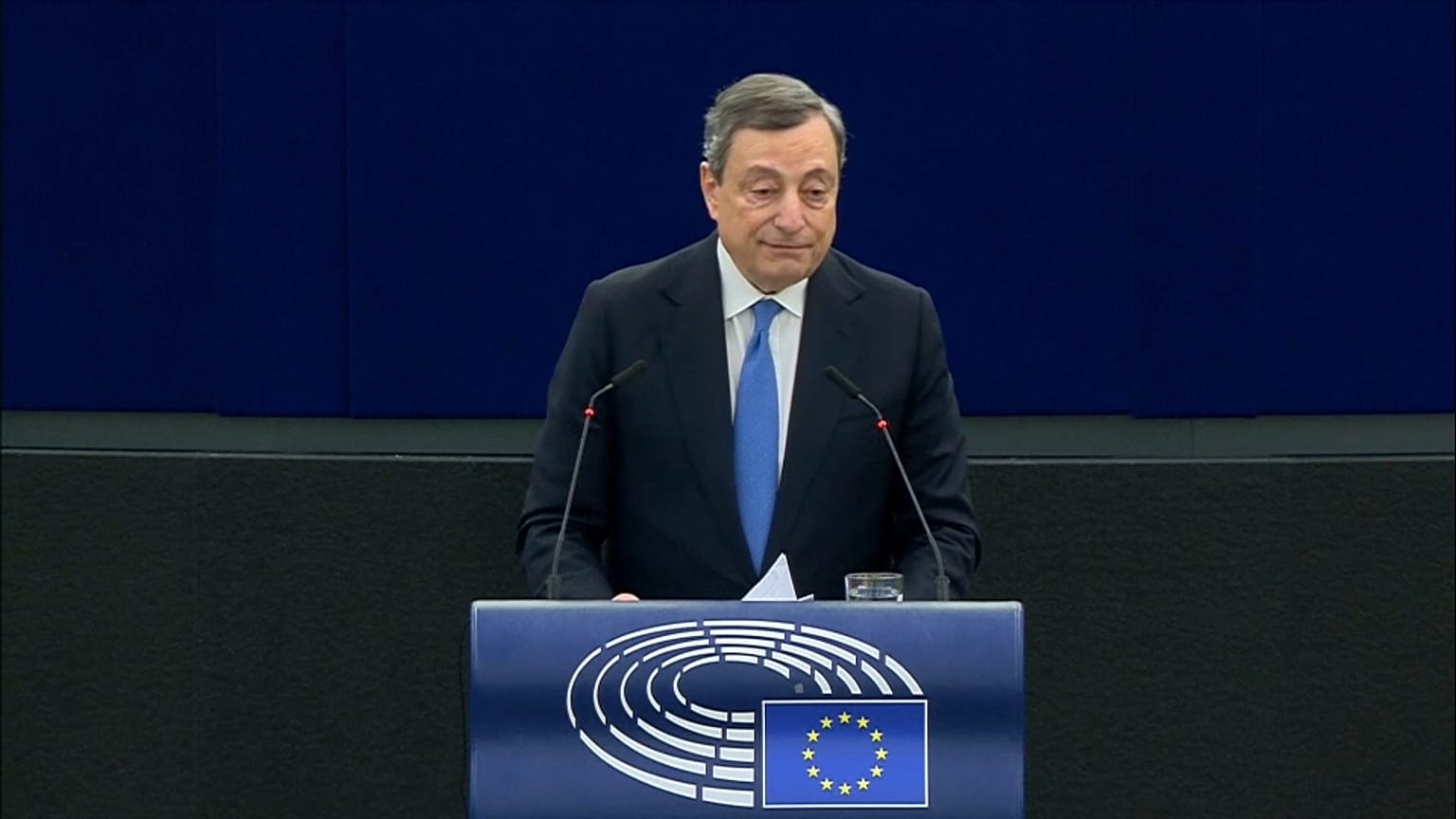 Mario Draghi durante su discurso.