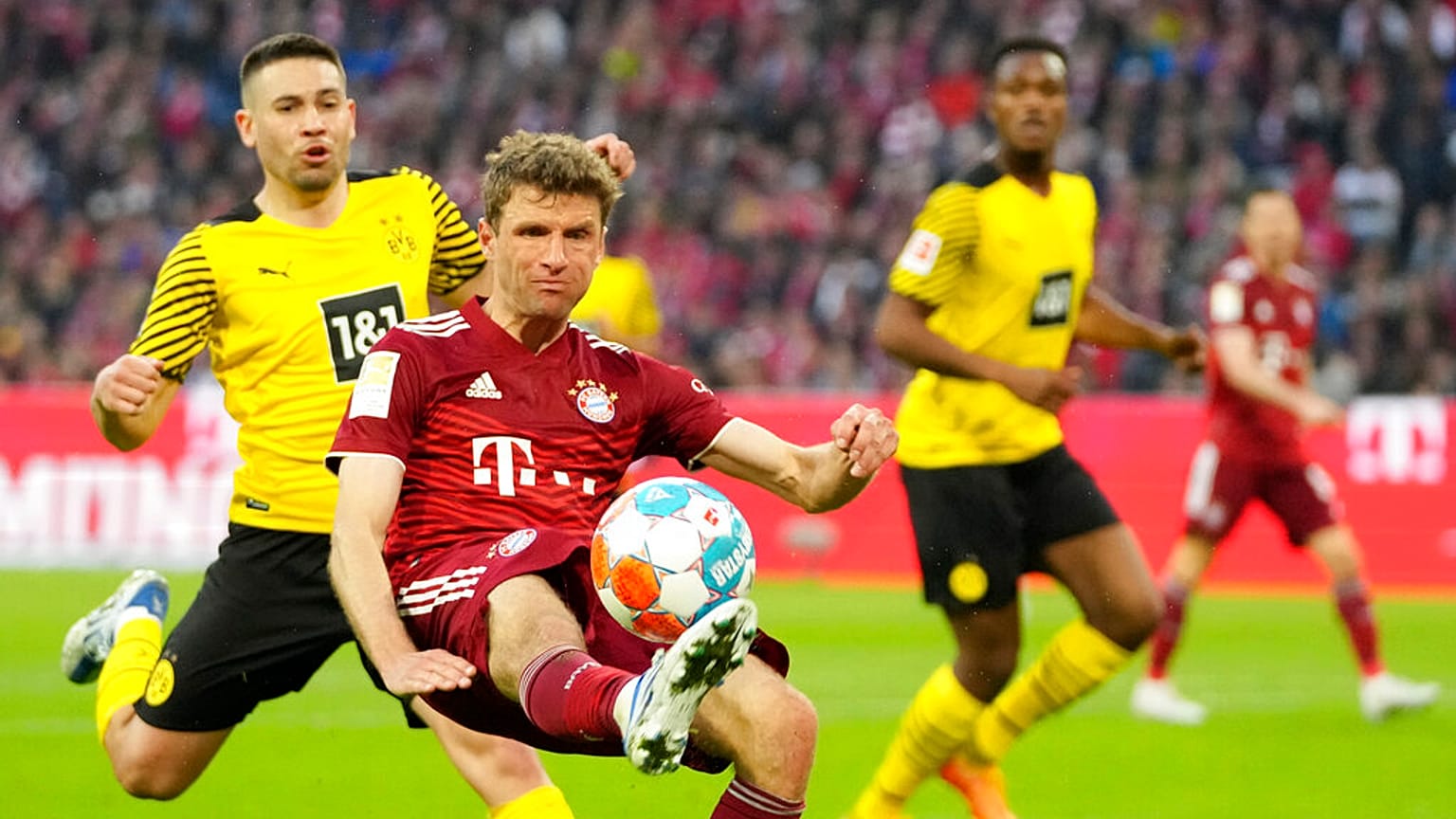 Thomas Müller beim Ligaspiel gegen den BVB am 23.04.22