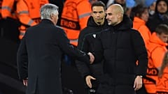Die Trainer der beiden Teams, Carlo Ancelotti (links) und Pep Guardiola
