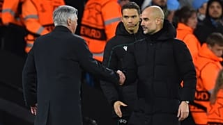 Die Trainer der beiden Teams, Carlo Ancelotti (links) und Pep Guardiola