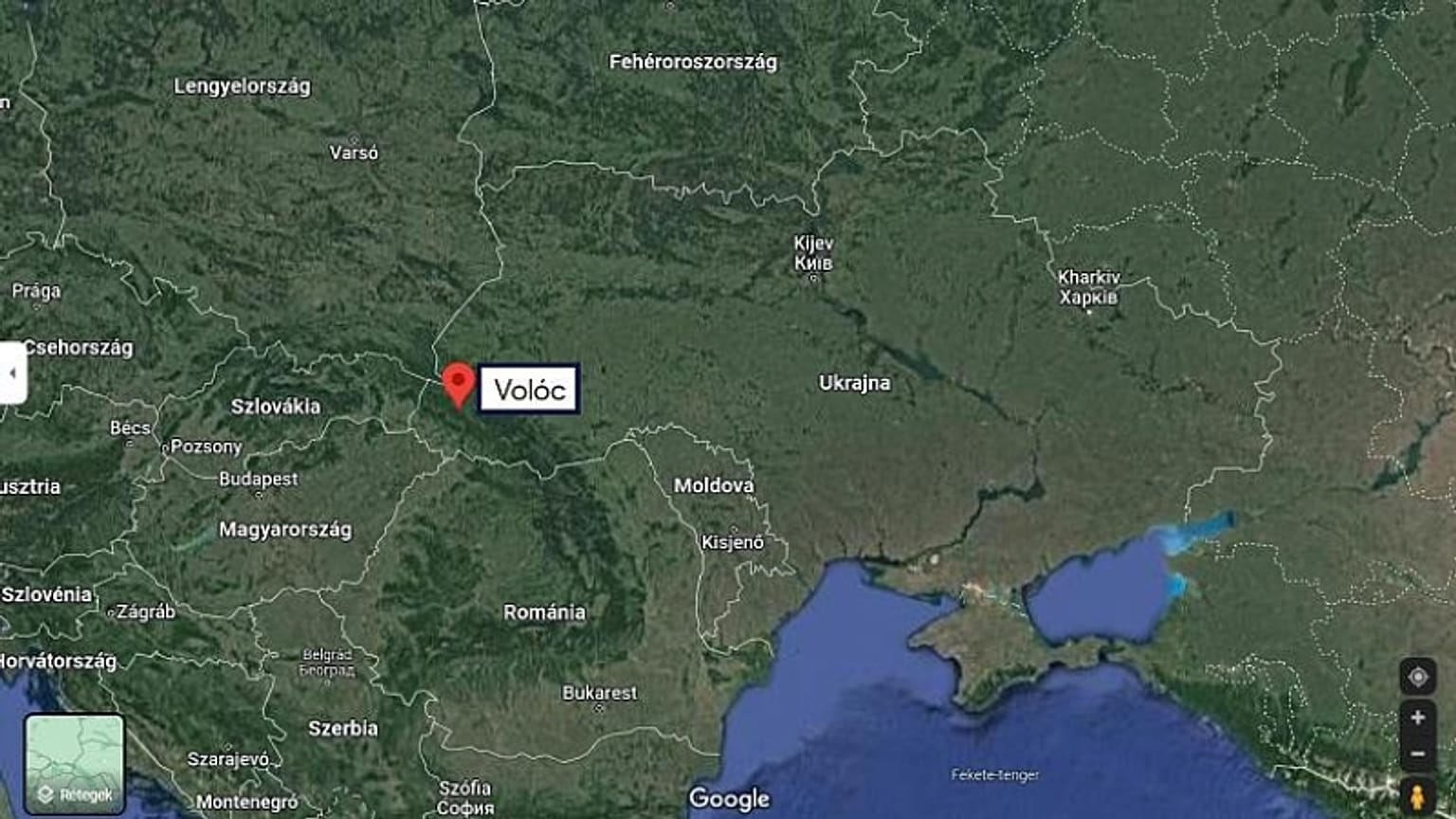 Volóc elhelyezkedése   -   Szerzői jogok  forrás: Google-maps