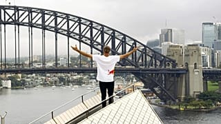 Dominic Di Tommaso enjoys the view from the Sydney Opera House