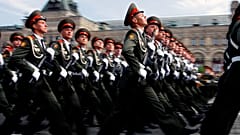 Russian troops march through Moscow's Red Square in the annual Victory Day parade, Friday, May 9, 2008.