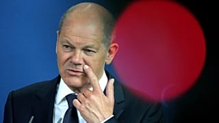 German Chancellor Olaf Scholz addresses the media during a joint press conference with the Prime Minister of Kosovo, Albin Kurti