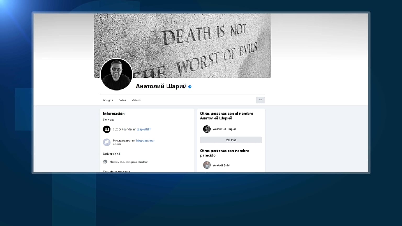 Perfil de facebook de Anatoli Shariy
