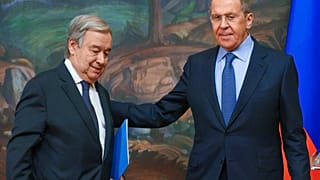 Szergej Lavrov orosz külügyminiszter fogadja az ENSZ főtitkárt, Antonmio Guterrest