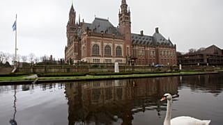 Exterior view of the International Court of Justice, or World Court, in The Hague, Netherlands, Friday, Feb. 2, 2018.
