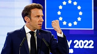 Президент Франции Эммануэль Макрон на Конференции о будущем Европы, 9 мая 2022 г.