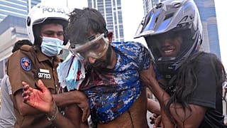 Heurts lors d'une manifestation à Colombo, capitale du Sri-Lanka, le 09/05/2022