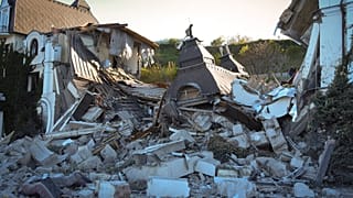 Das Grande Pettine Hotel in Odessa wuede durch eine russische Rakete zerstört