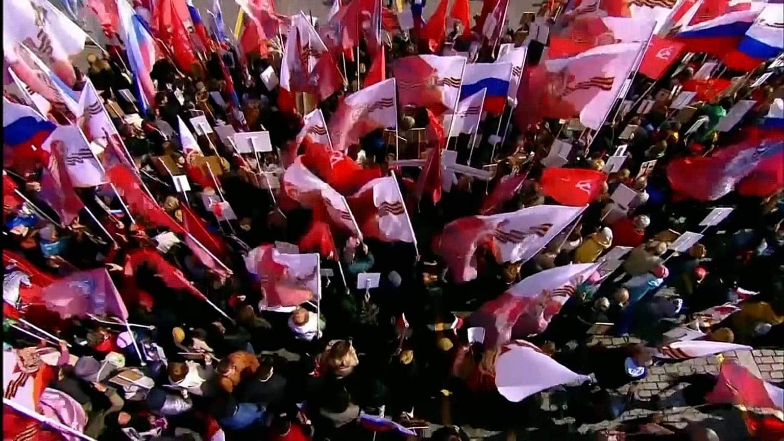 People with banner 