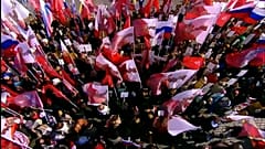 People with banner 