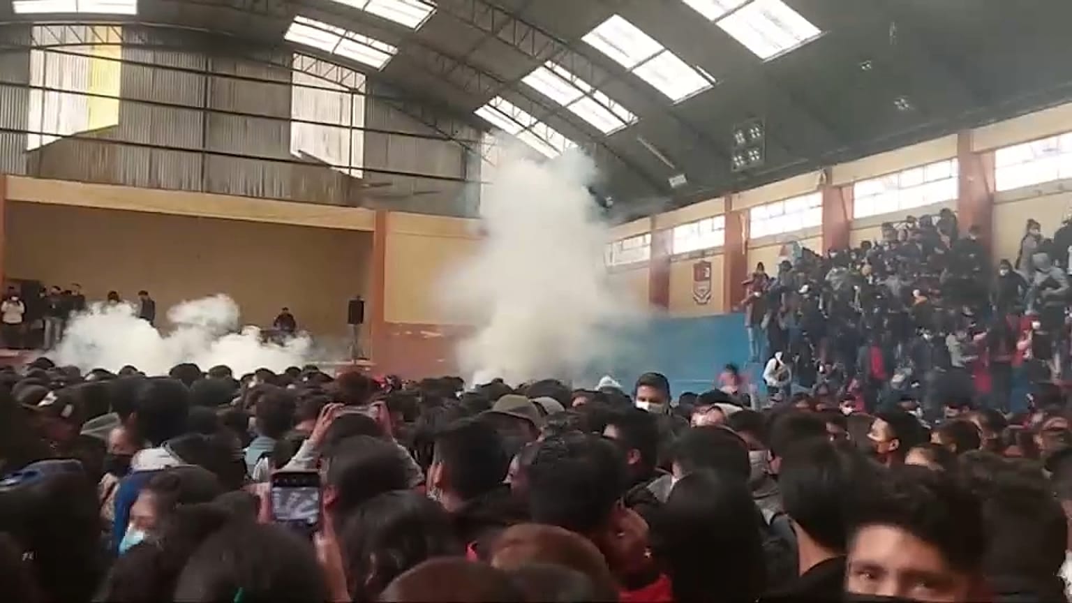 Pabellón de la Universidad Tomás Frías de Potosí durante la estampida 