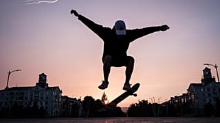 Amid destroyed buildings and air raid sirens, one teenager still skates the empty streets of Kramatorsk