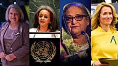 De gauche à droite : Mary May Simon (gouverneure générale du Canada), Sahle-Work Zewde (Présidente Ethiopie), Sheikh Hasina (PM Bangladesh) et Kaja Kallas (PM Estonie).