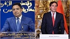 وزير الخارجية الهولندي فوبكه هويكسترا ونظيره المغربي ناصر بوريطة. 