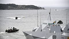 Ejercicio militar SWENEX en el regimiento de la Marina en Berga, Suecia, el 27 de octubre de 2021