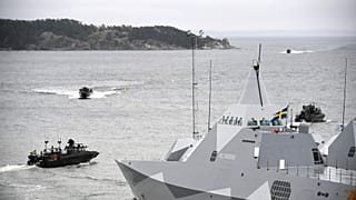 Ejercicio militar SWENEX en el regimiento de la Marina en Berga, Suecia, el 27 de octubre de 2021