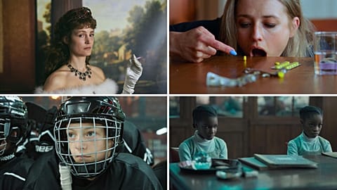 Stills from films Close, Corsage, Sick of Myself, The Silent Twins