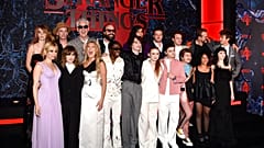 The "Stranger Things" cast pose together at the season four premiere at Netflix Studios Brooklyn on Saturday, May 14, 2022, in New York.