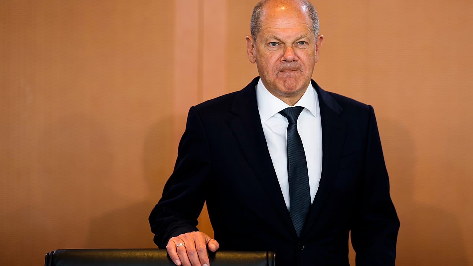 German Chancellor Olaf Scholz arrives for the weekly cabinet meeting in Berlin.