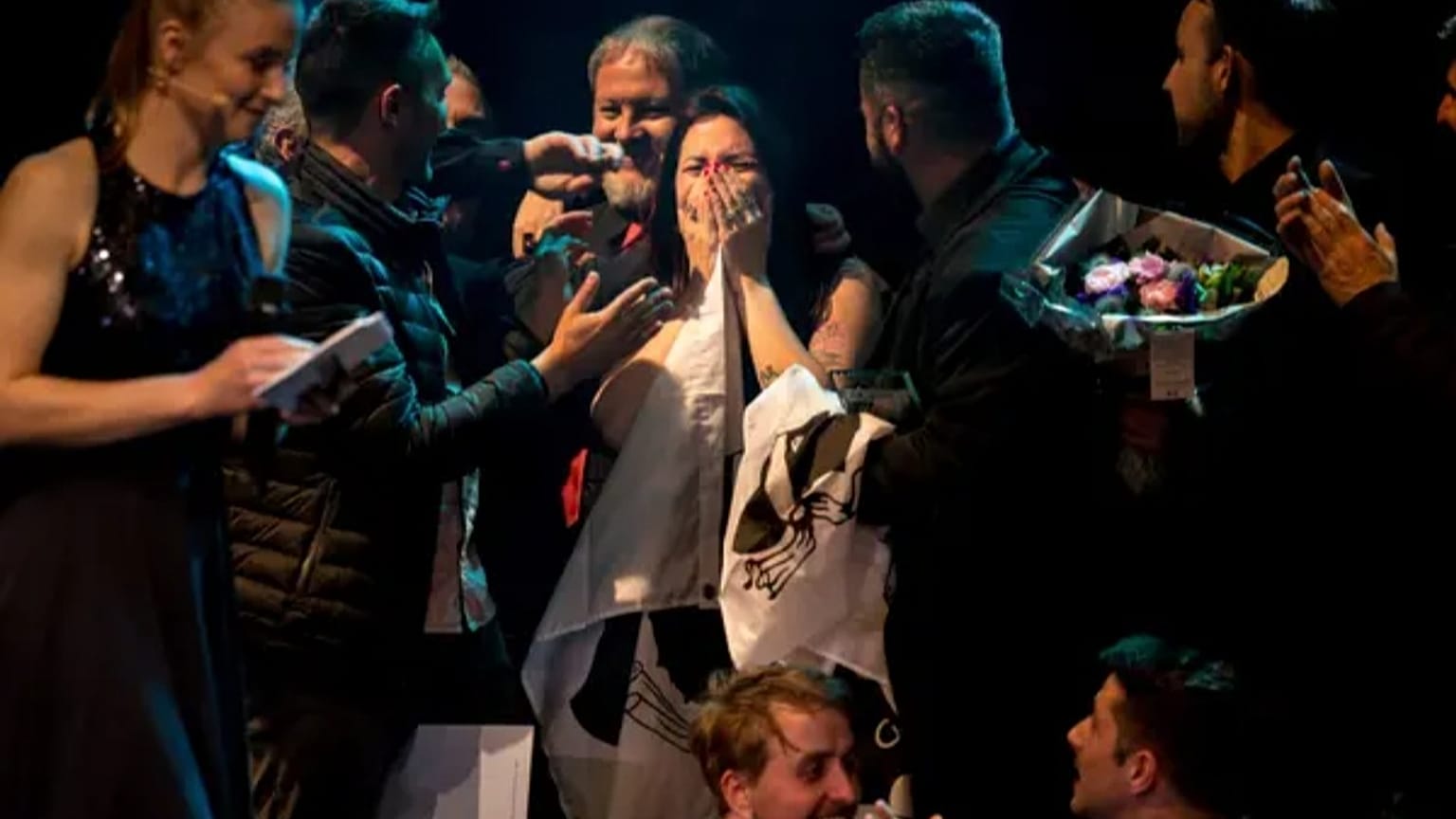 Doria Ousset of Corsica celebrates winning this year's Liet International.