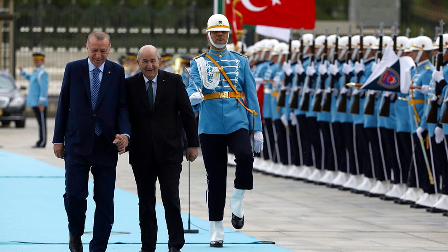 Il presidente algerino Abdelmadjid Tebboune e il presidente turco Recep Tayyip Erdoğan. (Ankara, 16.5.2022)