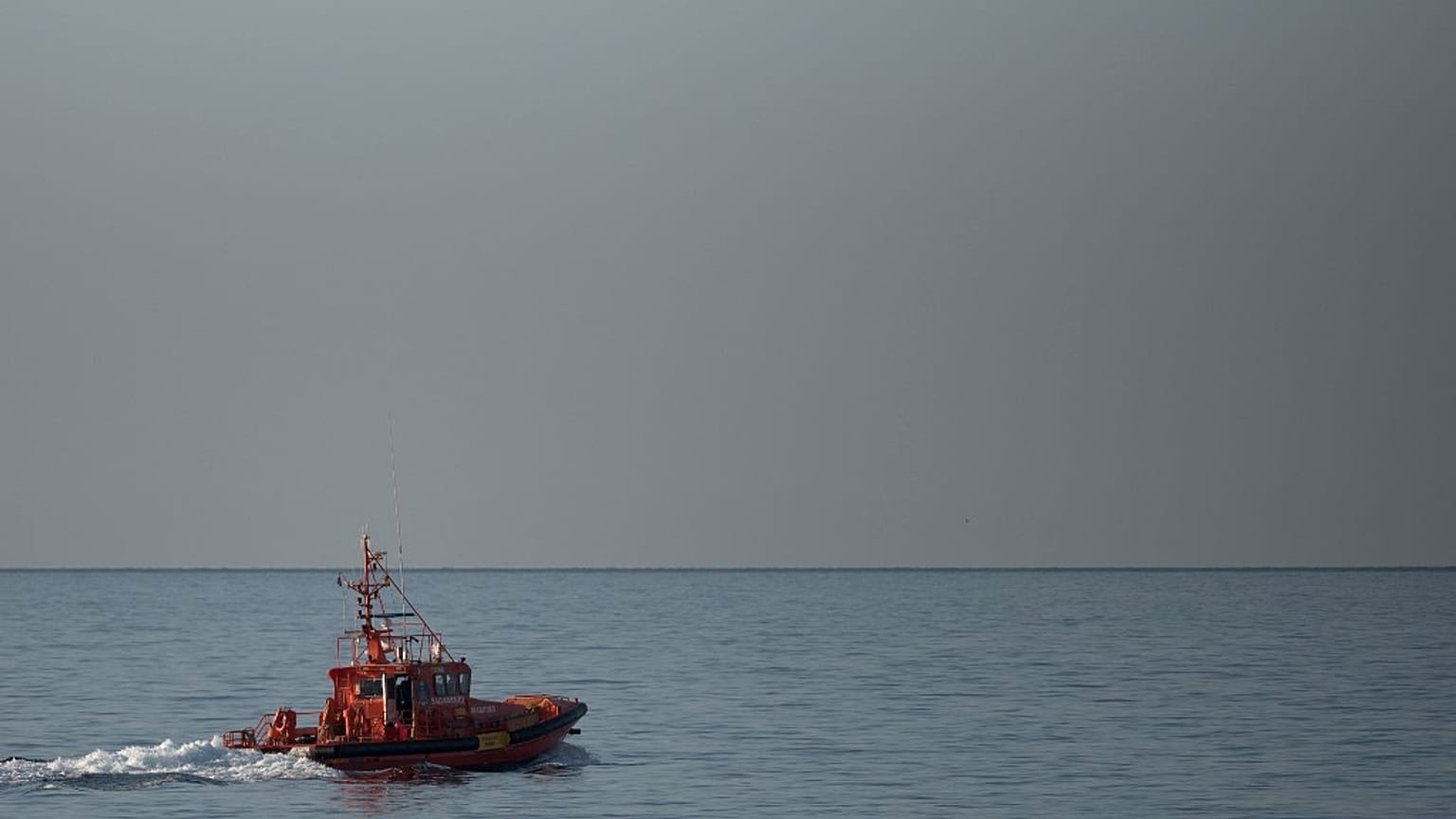 A Spanish coast guard boat patrols off the coast of Almeria.