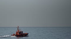 A Spanish coast guard boat patrols off the coast of Almeria.