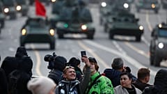 Russische Panzer bei Proben für Parade am 9. Mai 2022