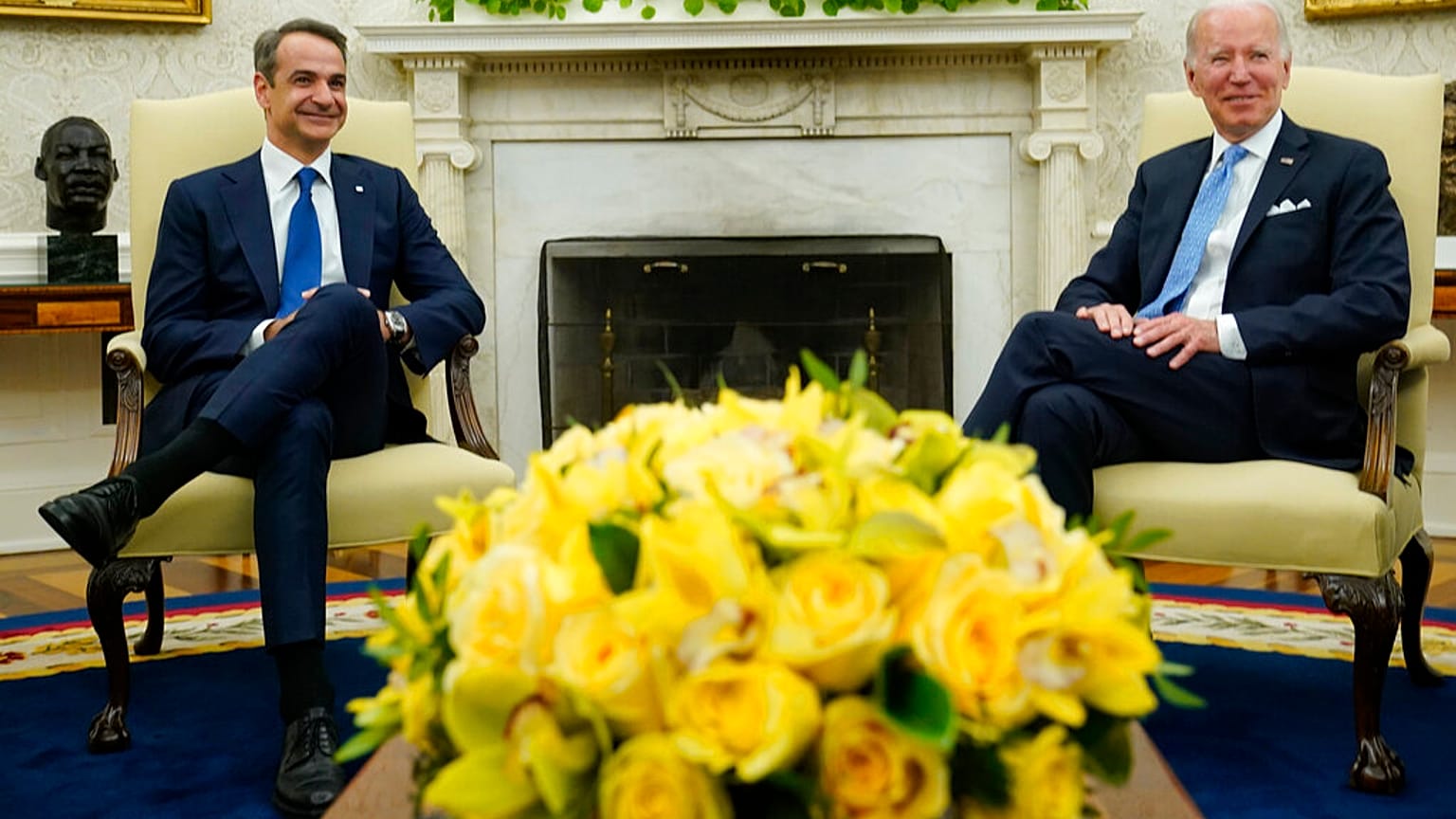 ABD BAşkanı Joe Biden Yunanistan Başbakanı Kiryakos Miçotakis'i Beyaz Saray'da ağırladı