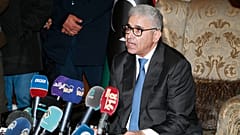 Fathi Bashagha tiene una conferenzence dopo essere stato incaricato, a febbraio, dal Parlamento a est del Paese di formare un nuovo governo