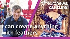 Duccio Mazzanti is a third-generation feather worker, who creates unique wearable art from colourful plumes.