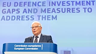 EU High Representative for Foreign Affairs, Josep Borrell, addressing reporters at a press conference on EU defence investment gaps and measures, May 18, 2022.