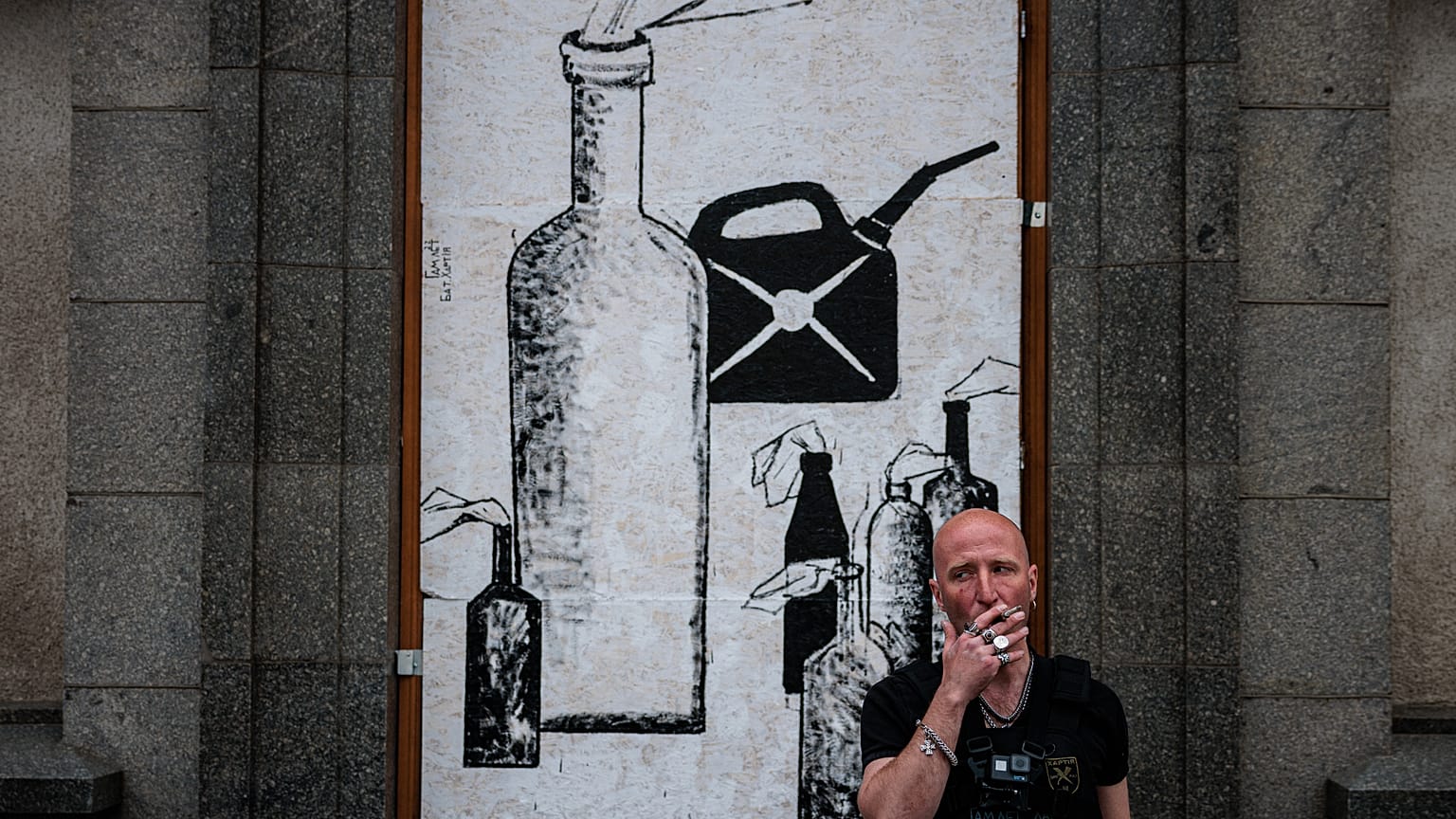 Amid the destruction in the streets of Kharkiv, one artist is determined to fill the walls devastated by war with his art