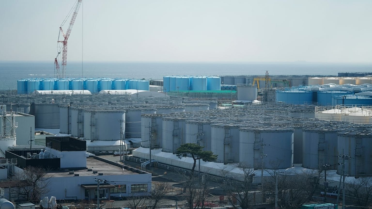 Tanks storing treated radioactive water after it was used to cool the melted fuel are seen at the Fukushima Daiichi nuclear power plant.