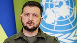 Ukrainian President Volodymyr Zelenskyy attends a joint news conference with U.N. Secretary-General Antonio Guterres in Kyiv, Ukraine, Thursday, April 28, 2022.