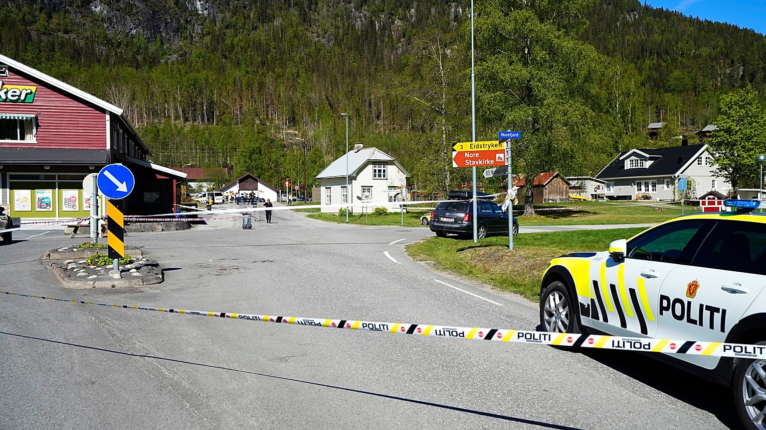 مكان وقوع حادثة الطعن في بلدة نوميدال في جنوب شرق النرويج