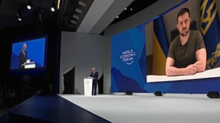 Ukraine's President Zelenskyy addresses leaders on the first day of the Davos summit