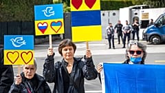 Proteste vor der Vertretung Russlands bei der UNO in Genf in der Schweiz