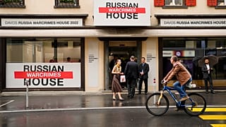 Az egykori Orosz Ház most Orosz háborús bűnök háza Davosban