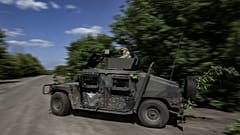 Véhicule militaire ukrainien dans le Donbass, le 23/05/2022