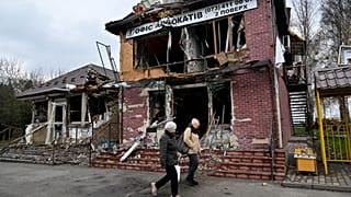 Destruição em Borodianka, nos arredores de Kiev