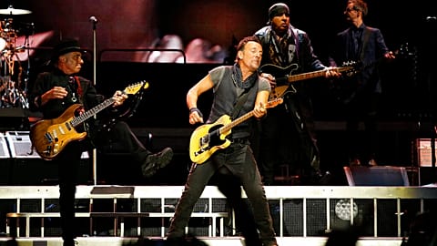Bruce Springsteen and the E Street Band perform with the concert "The River Tour" at the Camp Nou stadium in Barcelona, Spain, Saturday, May 14, 2016.