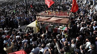  مراسم جنازة حسن صياد خدائي العقيد  في الحرس الثوري الإيراني الذي قُتل يوم الأحد، طهران، إيران، الثلاثاء 24 مايو  2022.